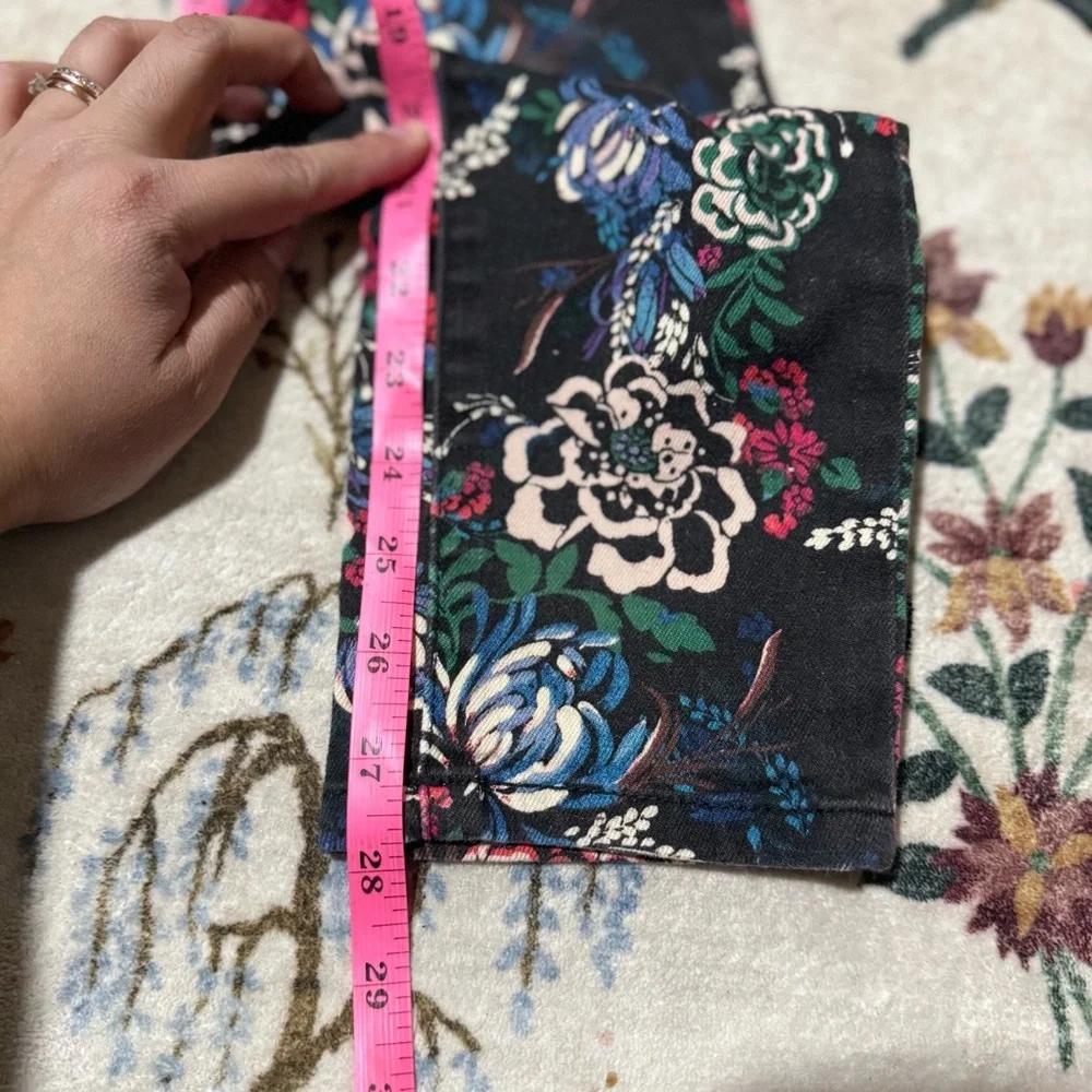 PILCRO AND THE LETTERPRESS Anthropologie Black Floral Mid Rise Skinny Jeans 27